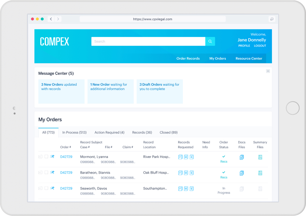 Intuitive Client Portal screenshot