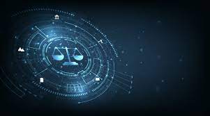 AI circled around the scales of justice